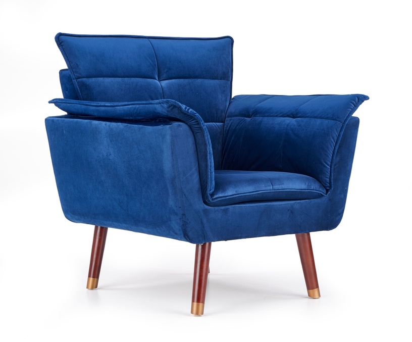 Fotelis Rezzo V-CH-REZZO-FOT-GRANATOWY, mėlynas/rudas, 73 cm x 80 cm x 84 cm