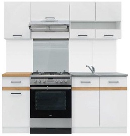Virtuves komplekts Black Red White Junona White/Oak, 1.8 m