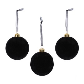 Ziemassvētku eglītes rotaļlieta Decoris Black, 80 mm, 3 gab.