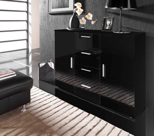 Cama Meble Uni Chest Of Drawers Black/Black Gloss