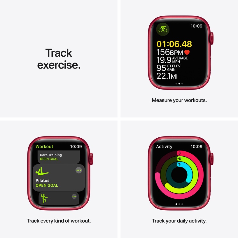 Умные часы Apple Watch Series 7 GPS + Cellular, 45mm RED Aluminium Case with RED Sport Band - Regular, красный
