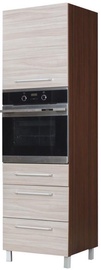Virtuves skapītis Bodzio Loara Oven Left Latte/Nut, 600x590x2070 mm