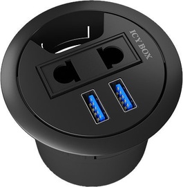 ICY Box 2x USB 3.0 In-Desk Hub w/ 230V Socket IB-HUB2201