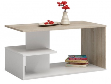 Kafijas galdiņš Top E Shop Dallas, balta/ozola, 910x510x400 mm