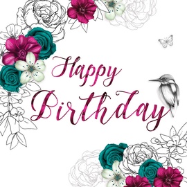 Clear Creations Teal & Fuchsia Birthday Card CL1406