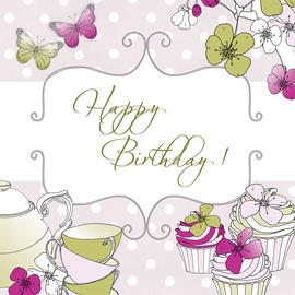Clear Creations Tea & Cake Birthday Card CL1506