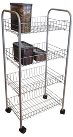 Asi Collection Rolling Cart 4 Shelves Grey