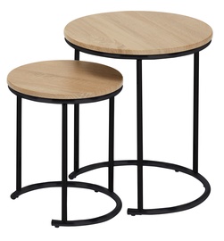 Kafijas galdiņš Home4you Elto 2-Piece, melna/gaiši brūna, 445 mm x 445 mm x 500 mm