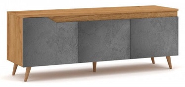 TV galds Vivaldi Meble Tue Gold Craft, pelēka/ozola, 1400x400x520 mm