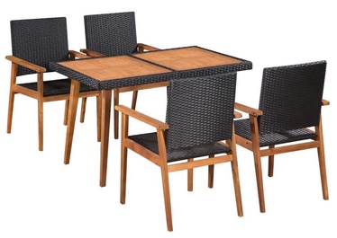 Välimööbli komplekt VLX Outdoor Dining Set 44075, must/pruun, 4 istekohta