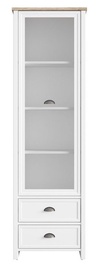 Black Red White Cannet Glass Door Cabinet White/Oak