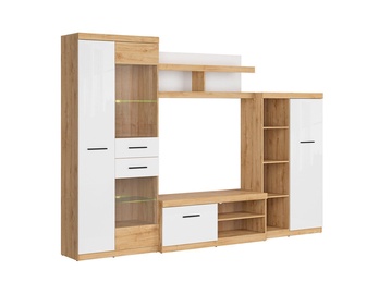 Black Red White Evora 2 Wall Unit Oak Minerva/White