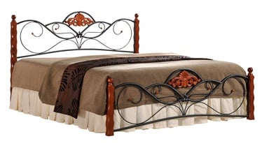 Кровать, 160 x 200 cm, черный/вишневый, с решеткой