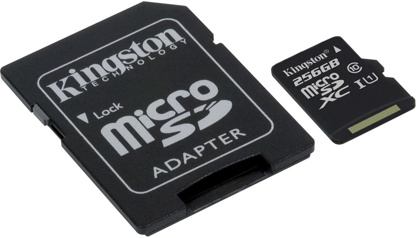 Карта памяти Kingston CL10 MICRO SD + ADAPTER SDCS2/128GB, 256 GB, 100 Мб/с - 85 Мб/с