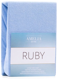 Простыня AmeliaHome Ruby, синий, 90x200 см, на резинке
