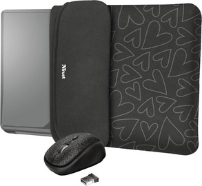 Trust Yvo Reversible 15.6" Laptop Sleeve + Wireless Mouse Black Hearts