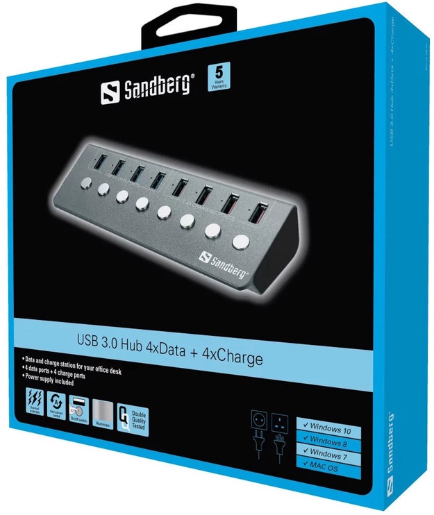 USB jaotur Sandberg USB 3.0 Hub 133-94