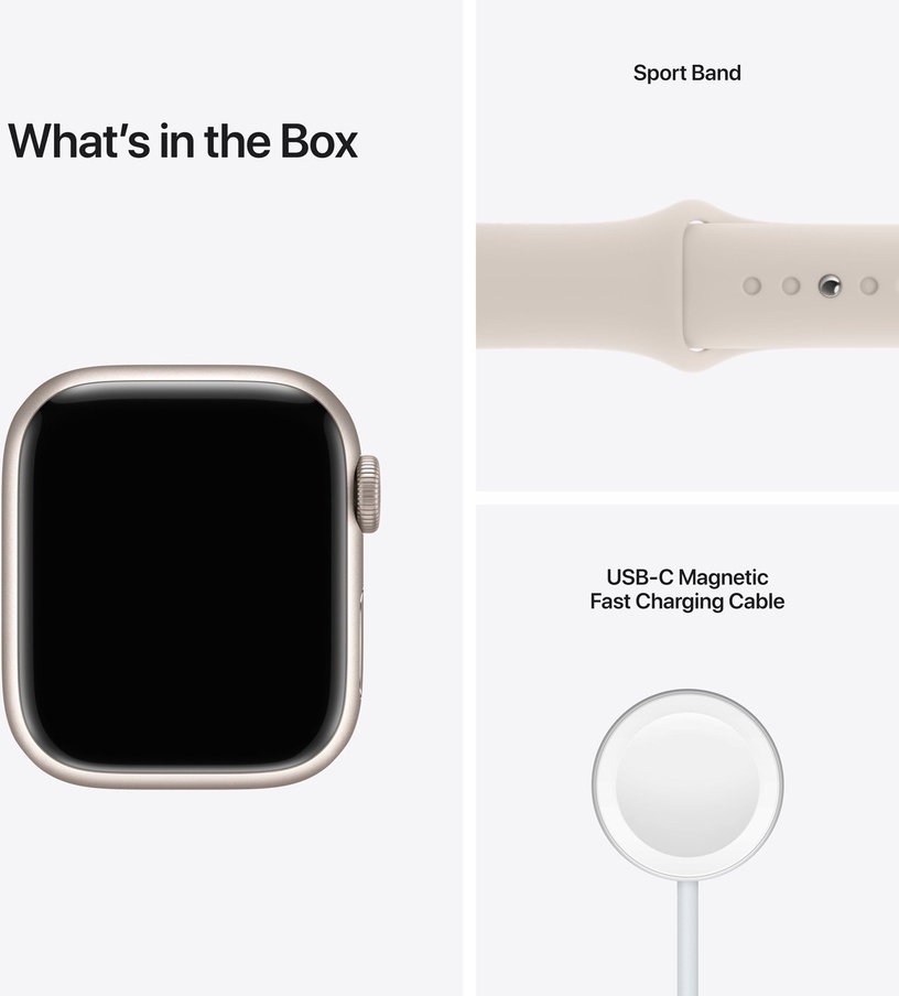 Nutikell Apple Watch Series 7 GPS + Cellular, 41mm Starlight Aluminium Case with Starlight Sport Band - Regular, beež