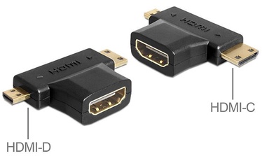 Adapteris Delock HDMI-A to HDMI-C / HDMI-D HDMI male, HDMI female, juoda