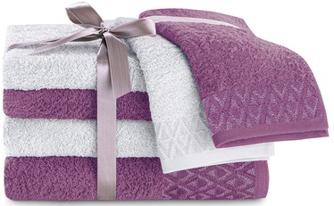 Набор полотенец для ванной DecoKing Andrea, серый/фиолетовый, 6 шт.