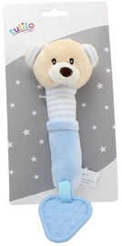 Axiom New Baby Plush Toy With Sound And Teether Teddy Bear Blue 17cm