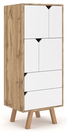Гардероб Vivaldi Meble Tokio TK4 Gold Craft Oak/White Mat, 157x42x140 см