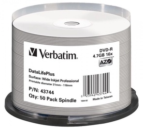 Verbatim DVD-R AZO 16X 4.7GB Wide Printable non ID 50P Spindle