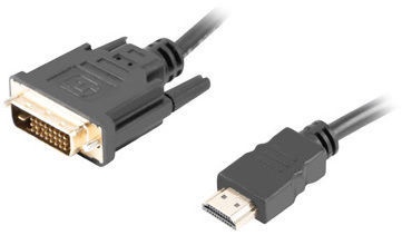 Laidas Lanberg HDMI 19 pin male, DVI-D, 3 m, juoda