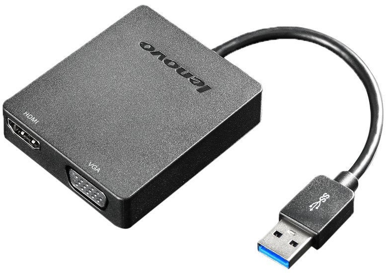 Адаптер Lenovo USB 3.0 to VGA/HDMI USB, VGA female, черный