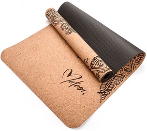 Meteor Yoga Mat 180x60x0.3cm Cork/Black