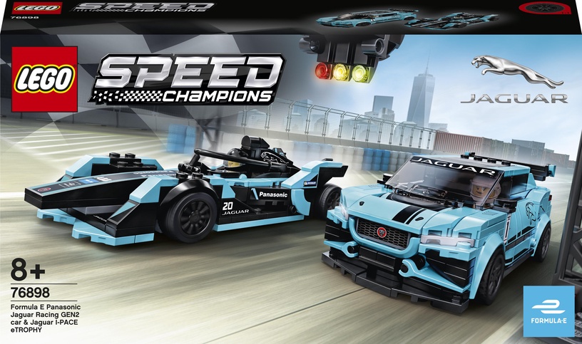 Konstruktors LEGO Speed Champions Formula E Panasonic Jaguar Racing GEN2 Car & Jaguar I-Pace eTrophy 76898