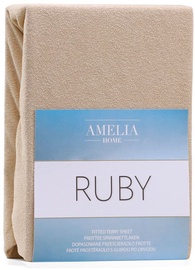Voodilina AmeliaHome Ruby, liivakarva pruun, 240x200 cm, kummiga