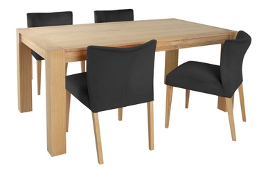 Home4you Turin Dining Set With Rectangular Table 5pcs Black Brown