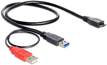 Провод Delock USB 3.0 x 2, Micro USB 3.0 B male, 0.6 м, черный