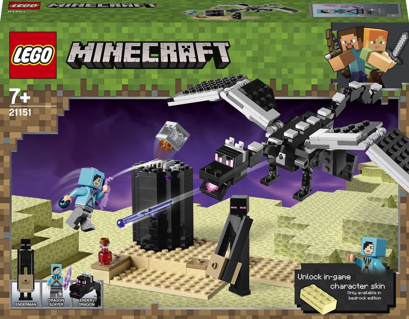 Konstruktorius LEGO Minecraft Mūšis Pabaigos dimensijoje 21151, 222 vnt.