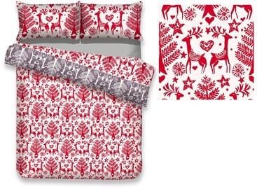 Gultas veļas komplekts AmeliaHome Snuggy, balta/sarkana, 160x200/70x80 cm