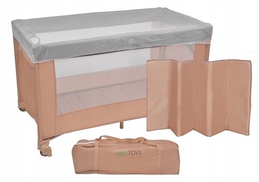 EcoToys Rocking Travel Cot with Mosquito Net Beige