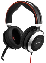 Laidinės ausinės Jabra Evolve 80 Duo, juoda/raudona