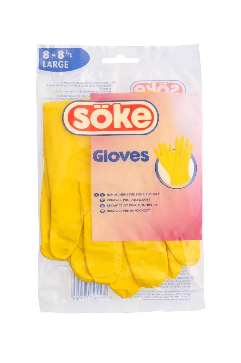 Перчатки резиновые Söke, желтый, L, 2 шт.