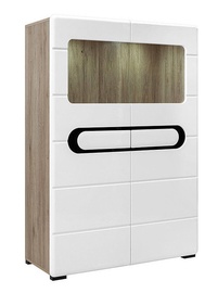 Black Red White Byron REG2W LED Glass Cabinet San Remo Oak/Glossy White
