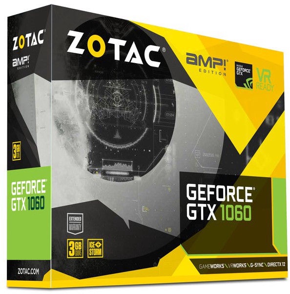 Видеокарта Zotac GeForce GTX 1060 AMP ZT-P10610E-10M, 3 ГБ, GDDR5