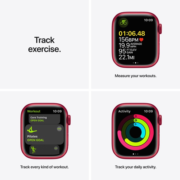 Nutikell Apple Watch Series 7 GPS + Cellular, 41mm RED Aluminium Case with RED Sport Band - Regular, punane