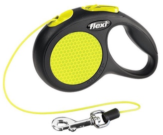 Siksna Flexi New Classic Neon, melna/dzeltena, 3 m