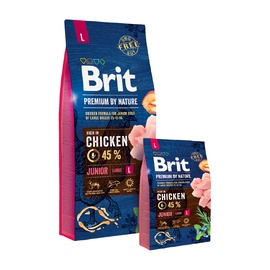 Sausas ėdalas šuniukams Brit Premium Junior L, su vištiena, 3 kg