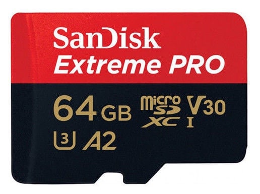 Карта памяти Sandisk A2 Extreme Pro 64GB Class 10 U3 V30 MicroSDXC Memory Card + SD Adapter