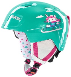 Kiiver Uvex Manic Kids Ski Helmet Mint Snow Bunny 51-55