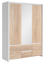 Гардероб Black Red White Kaspian White&Sonoma Oak, 153.5x55.5x211 см, с зеркалом