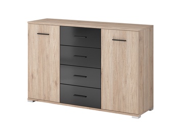 Idzczak Meble Bari 26 2D4S Chest Of Drawers San Remo Oak/Black Gloss
