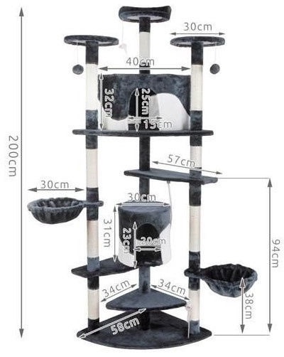 Skrāpis kaķiem Vangaloo, 58 cm x 58 cm x 200 cm