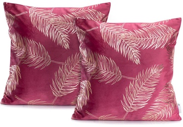 DecoKing Pillowcase Golden Leaves Pink 45x45 2pcs